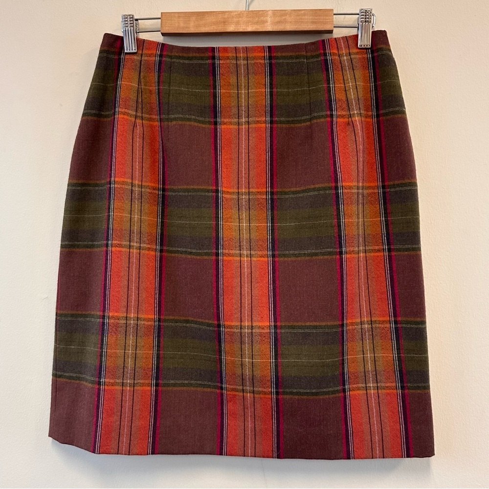 Chadwicks 100% Wool Multicolor Plaid Pencil Skirt